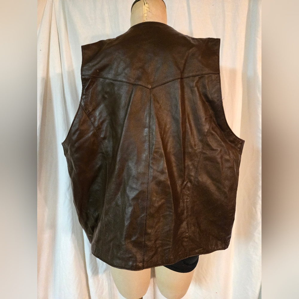 Leather Vest - Vintage Chocolate Brown, Leather V… - image 8
